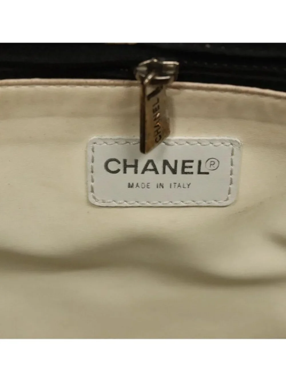 Authentic CHANEL Bysy Line Shoulder Bag Canvas Black Silver CC